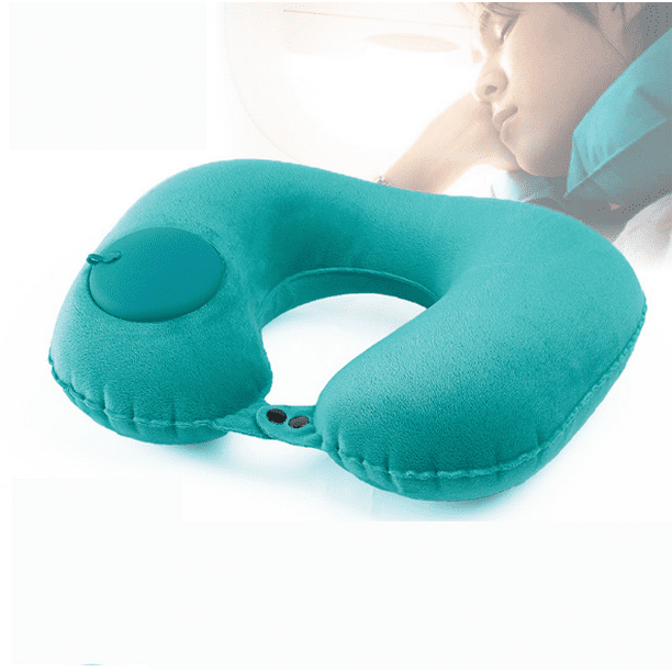 Inflatable Portable 2 pack Velvet Flocking Travel Neck Pillow Cushion Head Rest
